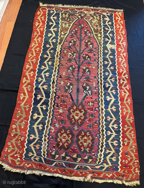 Antique anatolian kilim with damage, 170 x 102 cm                        