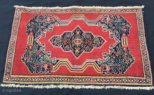 Antique persian sine rug pure wool natural dyes in good condition  , 96 x 56 cm                