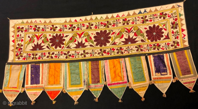 Antique silk embroidery wall hanging 114x55 cm                          