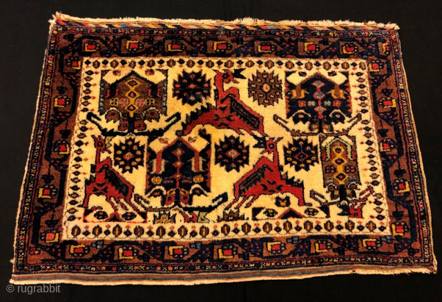 Antique Avhsar Rug Pure Wool Natural Color 81x54 cm                        