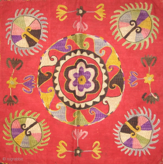 Embroidered silk square mirror bag.
Uzbek Lakai.
C1920.                           