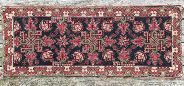 Swedish needlepoint bench cover dated 1820                           