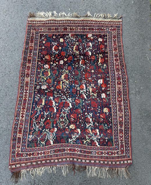 Antique Khamseh rug. Late 19th century. Good pile with one small hole as illustrated. Might need a slight stretch. 170x125cm. Email questions to owenrugs@gmail.com         