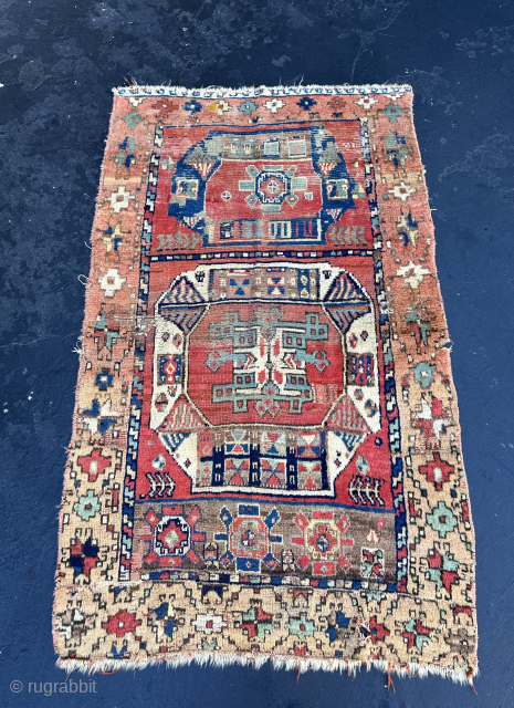 Antique Anatolian yatak type rug. Mid 19th century at least. Super soft wool and recently cleaned..                 