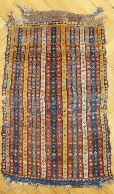 Central Anatolia yastik 33" x 20" (85cm x 50cm). Synthetic orange, some repairs.                    