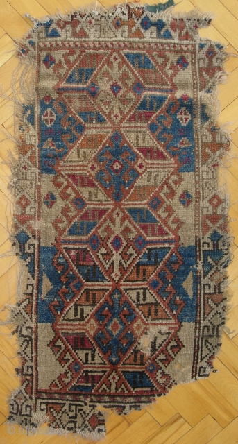 Western Anatolia yastik (fragmented) 39" x 19" (99cm x 49cm).                       