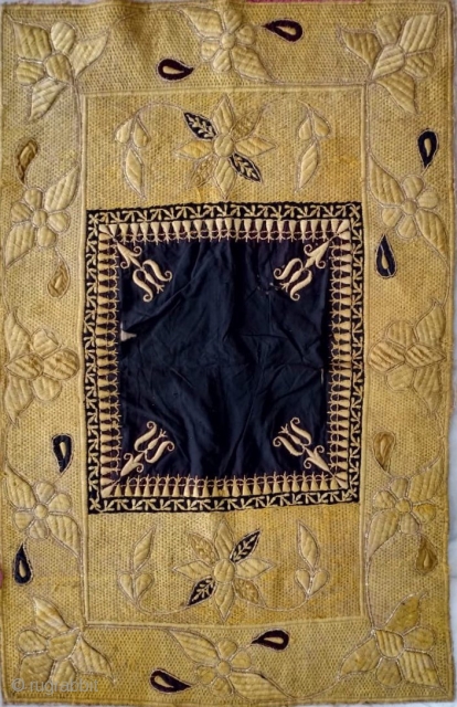 Velvet fabric of kala batu work from Bhopal Madhya Pradesh India used as bichyat (floor mat) used by the royal family’s .the size of this floor mat is the 106 cm X  ...