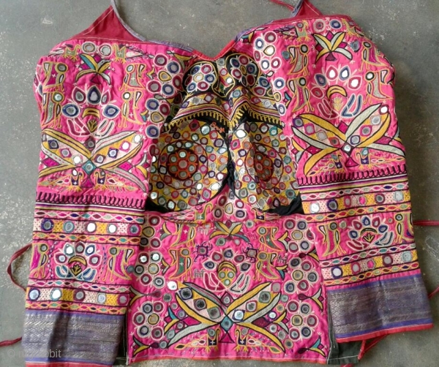 top blouse from Kutch region Gujarat from ahir family completely hand embroidered on satin in very good condition.               