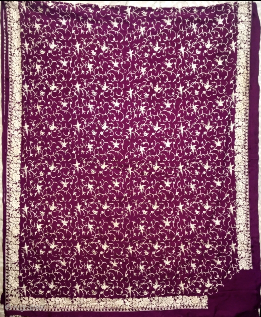 Vintage Parsi gara sari from Surat Gujrat India in mint wearable condition . The size of the sari is 530 cm X 120 cm         