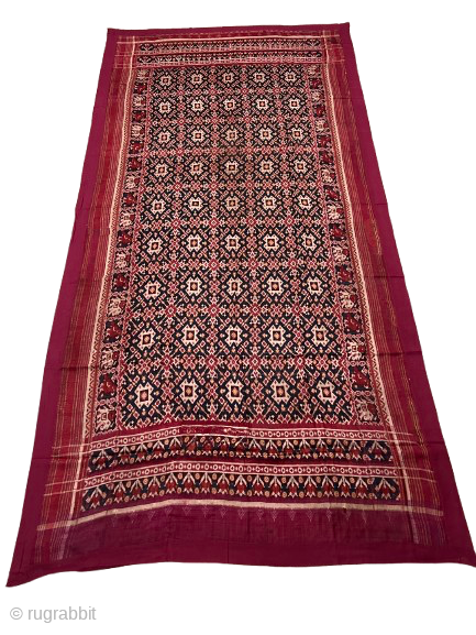 Vintage Double ikat patan Patola  from Gujarat India 19C. With one of the rare motif Ratan chowk Bhat the sari has several rafus and also the size has been reduced and  ...