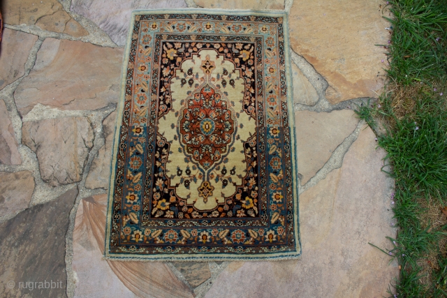 This is a super fine Tabriz Haji jalili poshti rug in perfect full pile condition. It has top-quality supply wool with a floppy handle.  It has all-natural colors including the orange  ...
