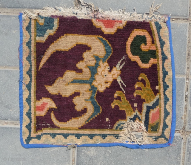 early 20th c tibetan bat woven into a very small shape. don t know exactly the function as it is around 30cm square. complete in size or maybe a half of a  ...