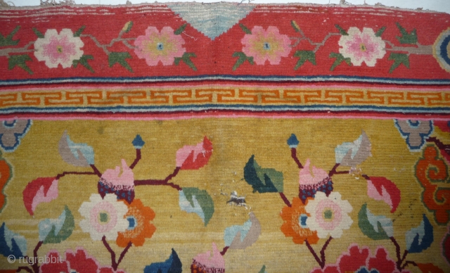 beautifull yak cover in good original condition with the  expected synthetic  and natural dyes according to its early 20th c age. tibet.         