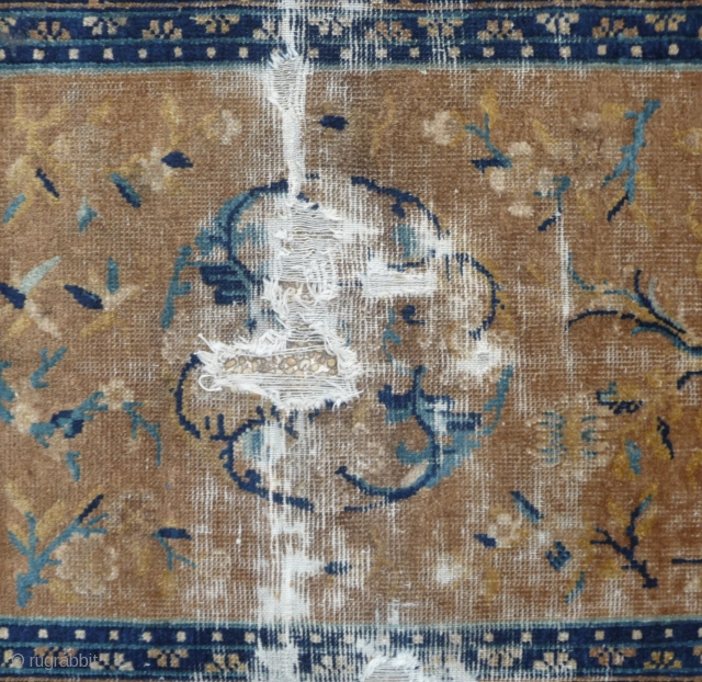 very finely knotted 18th c. ningxia small rug. china, 98x 58cm                      