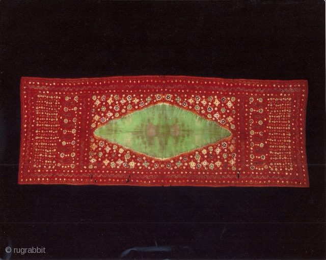 Indonesian textiles 
Indonesia 008 - (119cm x 74cm – 78in x 29in) pelangi, shoulder cloth and shawl Malay people, Palembang region, south Sumatra, silk, natural dyes tie dyeing, painting, stitch resist dyeing,  ...