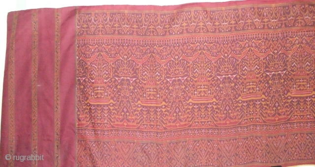 Cambodian textiles Cambodia 007 - 333cm x 85cm - 131in x 33.5in, silk Ikat , Rare cloth, beautiful color, various small wears, approx. late 19th century.       