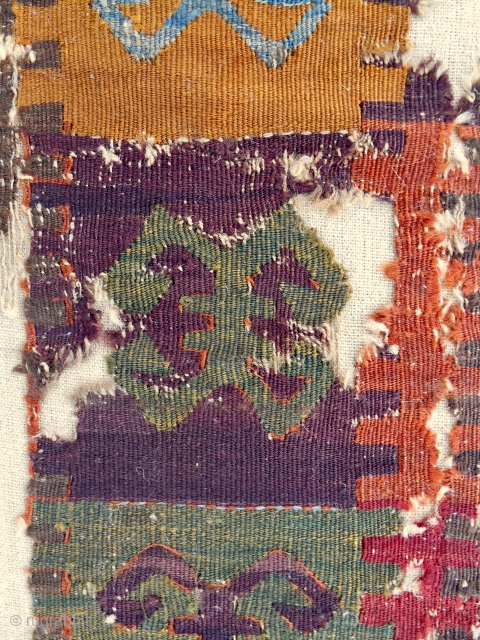Small 18th c. central Anatolian kilim fragment. Conserved and mounted on linen. Great color! Please email me directly: patrickpouler@gmail.com              