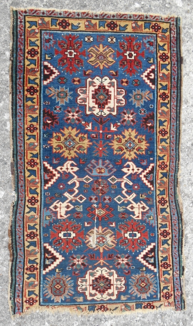 Stunning mid 19th c. Caucasian Kuba small rug.                         