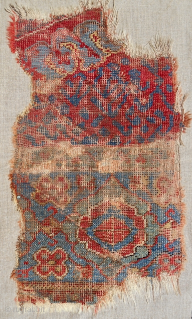 Small 17th c. West Anatolian Ushak mounted carpet frag. Jewel.                       