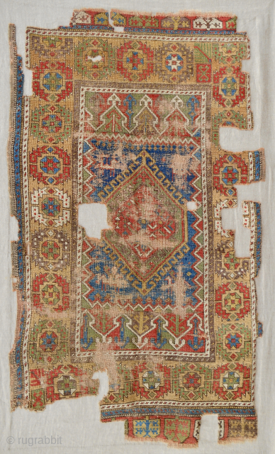 18th c. Small Anatolian Konya rug with unique design. Sublime color. Mounted. Please email: patrickpouler@gmail.com                  