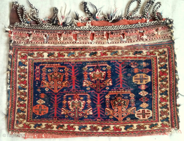 Complete Afshar bag with original red back intact. c. 1870. Fine example. Email: patrickpouler@gmail.com                   