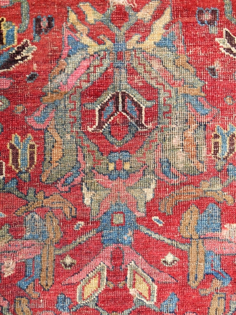 Extremely rare Persian Bijar rug (detail). Dated 1820.                         