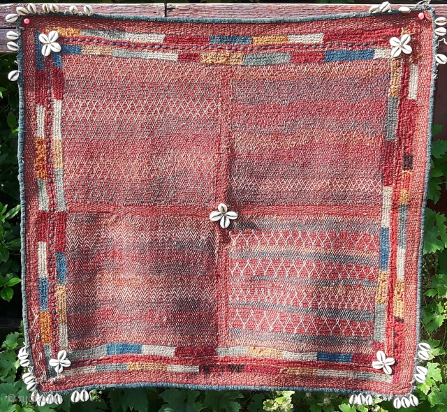 Nice old Bangara textile square with fine embroidery/quilting in great colors
26 x 26 inches Good provenance. I don't know about these items, so make me an offer if you do.   