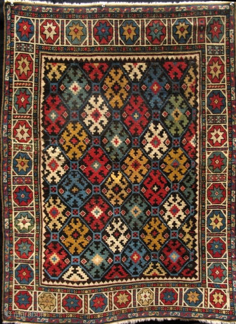 Colorful Shirvan from the 4th quarter of the 19th century.
Minor restoration and excellent materials.
(i.e. Dimensions 3' X 4')               