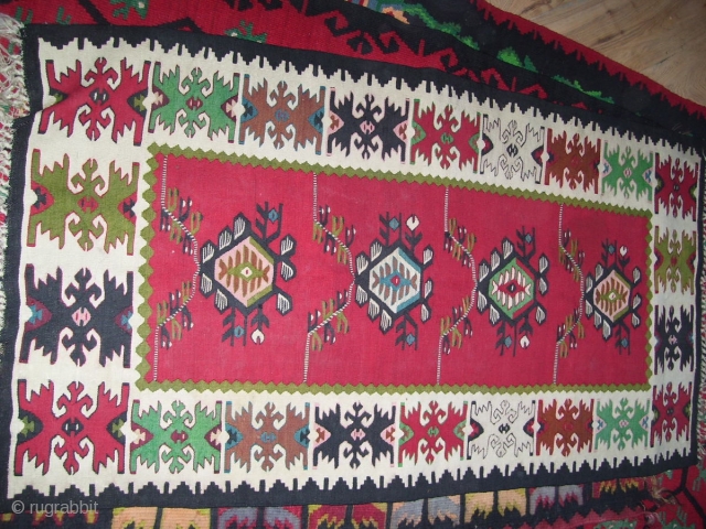 Antique sarkoy kilim appr 80-100 years old in extremely fine condition. Size 1370mm x 730mm.                  