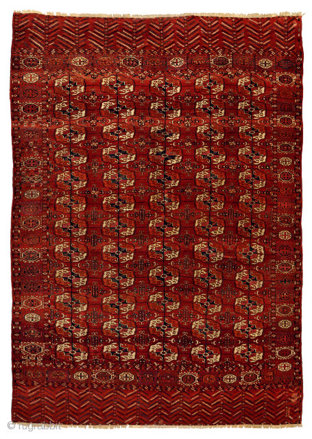 Tekke - antique turkoman carpet. 290 x 213 cm
In good overall condition, with  prints of old restoration at places.             