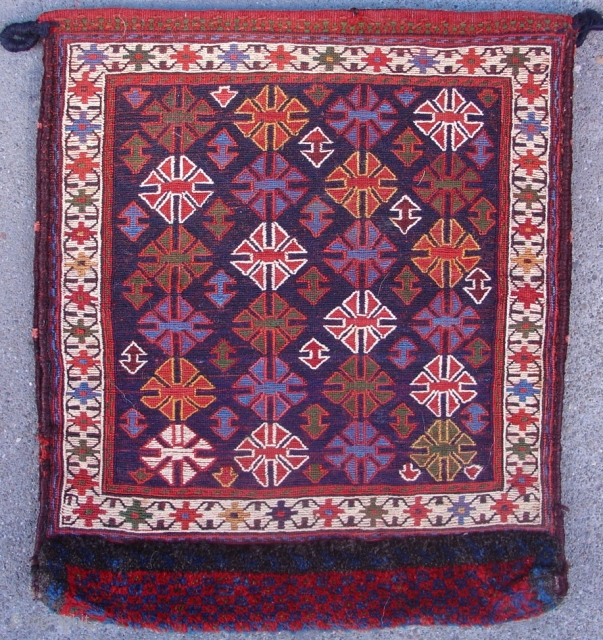 Veramin Flatwoven Bag with a pile bottom. Size = 1'4" x 1'6". 4th quarter of the 19th cen. Inv #14861.             