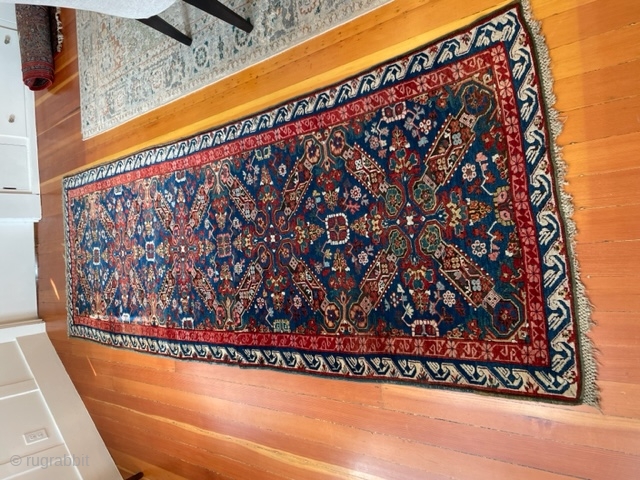 Antique Seychour (Seishour) rug woven in the Kuba district of the Caucuses (Azerbaijan) during the second half of the nineteenth century
Size: 41" x 116" (3'5 x 9'7")
Construction: thirteen knots vertical by nine  ...