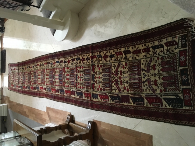 Genuine Baluch War rug Circa 1985 depicting the Russian war with Afghanistan. Beautiful rug in excellent condition 5m x 0.8m             