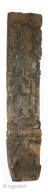 16th Century Nepalese Wood statue of Ganesh with pornographic base, about 36"                     