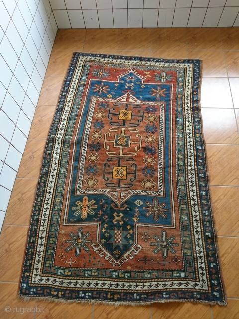 Kaukázusi szőnyeg, Caucasian rug, Kazak or Karabagh with some synthetic orange                      