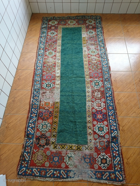 Kaukázusi szőnyeg, Caucasian rug, Talish? with open green field                        