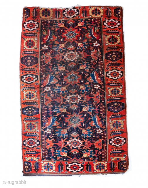 Antique Ferdous Beluch (187x136cm)

Distressed antique Beluch rug from the Ferdous village in Persian Khorasan province. These rugs were made between 1880-1900 and represent a rare tribal experiment with Herati pattern   