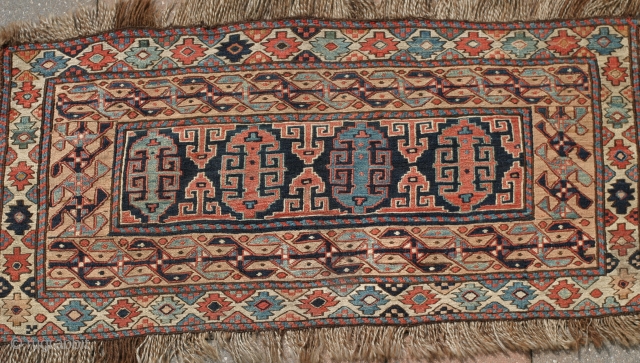 A very sweet 3'x1'5" late 19th century Shahsavan Soumak Panel. Beautiful soft colors, great condition.                  