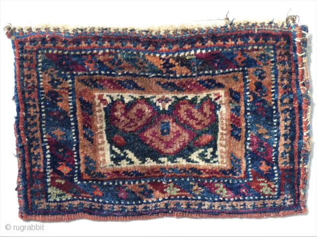 Afshar chanteh,around 1900 jh,wool on wool and very good condition. size;34x32 cm                     