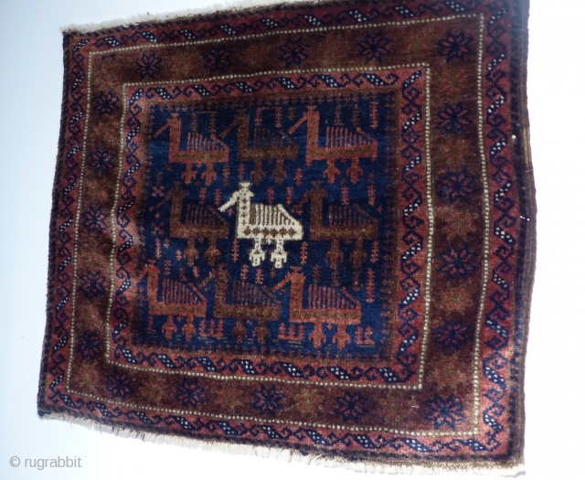 Beluch with beautiful and rare design of chickens. High wool and all natural colors. Great condition. A true collectors item! 
Size: 67 x 59 cm.

The colors of this kind beluch are very  ...