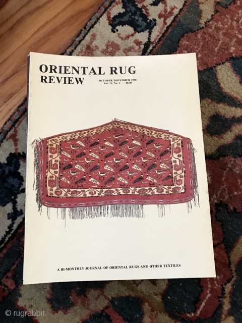 Oriental Rug Review 17 issues : Vol 8 #'s 1-5; Vol 9 #'s 1-6; Vol 10 #'s 1-3, 5, 6 and Vol 11 #1
all in very good condition     