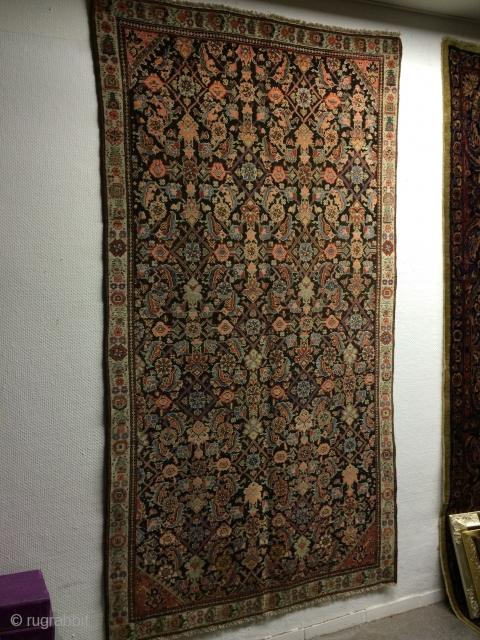 An antique Malayer Feraghan with 240/126 cm. Good shape wirh low pile. Great border design.                  