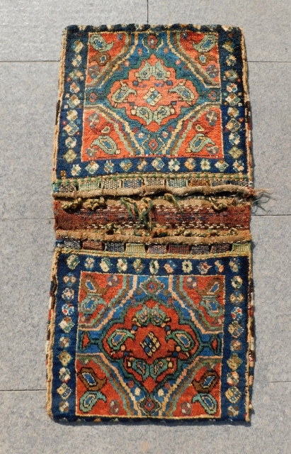 Antique Persian Kurdish Saddlebag Size.100x48 Cm                           