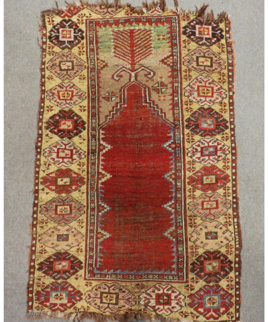 Early 19th Century Central Anatolian Karaman Prayer Rug Size.148x96cm                        