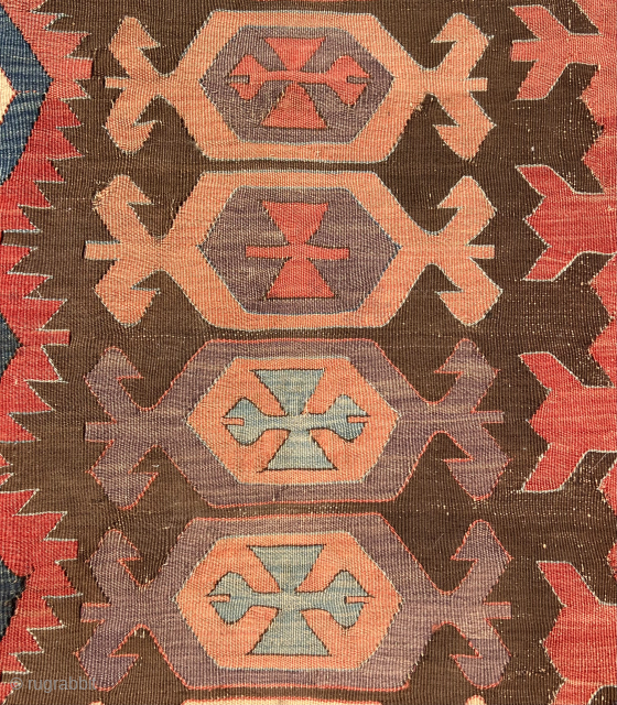 Mid 18th Century Karapınar Kilim fragment Size.95x70 Cm                         