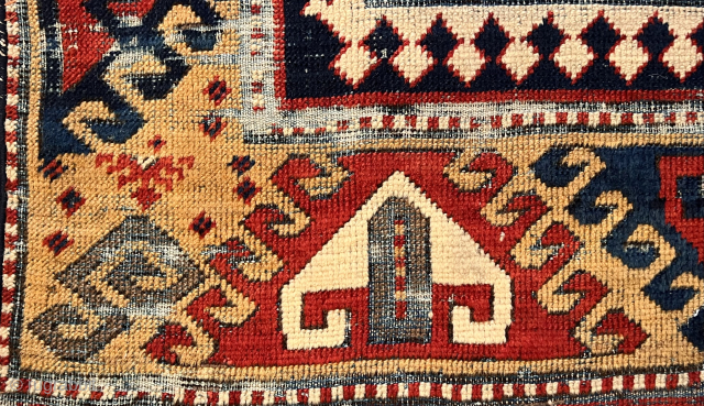 Mid 19th C  Caucasian Karachov Fragment Rug Size 155x100 Cm                      