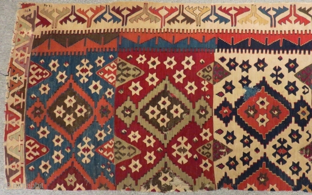 Mid 19th Century Anatolian Kilim fragment Size.265x85 Cm                         