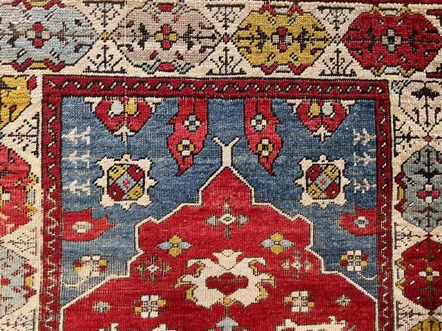 Antique West Anatolian Çal Rug Around 100 years old Size 105x90 Cm                     