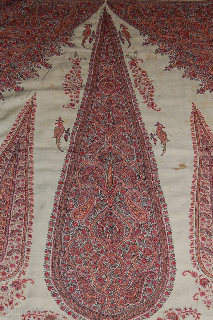 Beautiful old 19th C, kirman embroidery, beautiful condition, silk on wool embroidery, size is about 190/150 cm.                