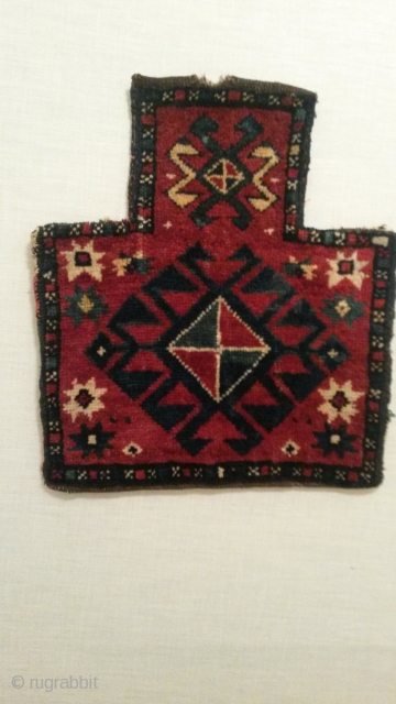 Kazak / trans Caucasian salt bag 17"x 19"  43cm x 48 cm nice colors and drawing, intact back , old enough,.. email for more pics or info     